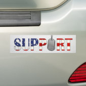 steuntekst en militaire hondmarkeringen op hout bumpersticker (Op auto)
