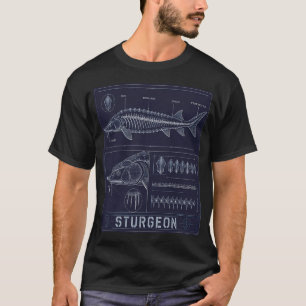 Steur Blauwdruk Anatomie , Steur Skelet Schema T-shirt