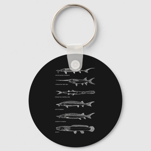 Steuren Paddle Fish Bowfin Vis Grafiek Beste Visse Sleutelhanger (Voorkant)