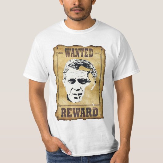 steve mac queen wanted t-shirt (Voorkant)