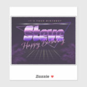 Steve Name Vorname lila retro Sticker Geburtstag (Vel)