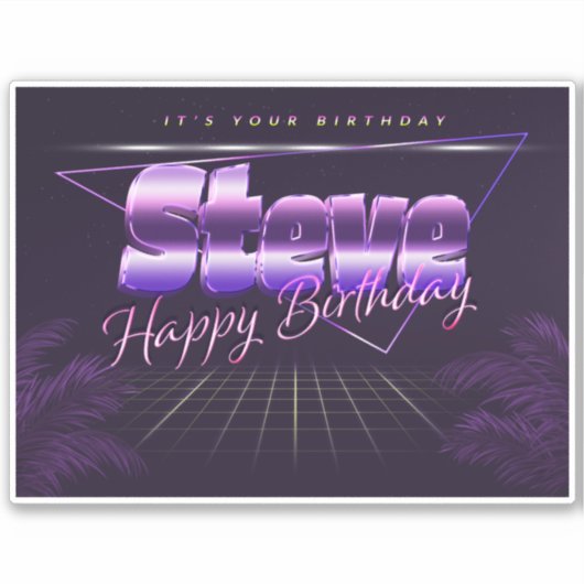 Steve Name Vorname lila retro Sticker Geburtstag (Voorkant)