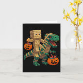 Steve Riding Mummy Dinosaur T Rex Halloween Grappi Kaart (Gele Bloem)
