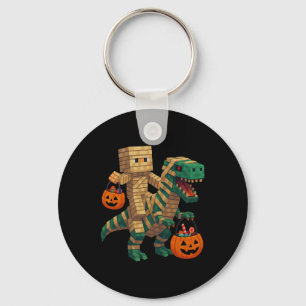 Steve rijdt Mummy Dinosaur T Rex Halloween Grappig Sleutelhanger