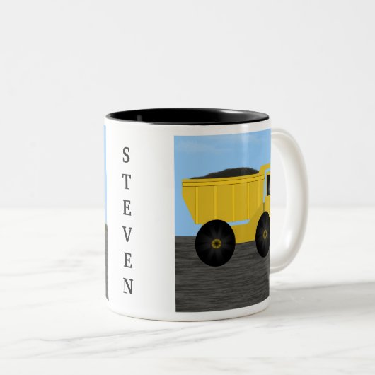 Steven Dump Truck Persoonlijke naam Mok (Voorkant rechts)