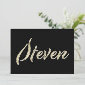 Steven Name white gold Handwriting Karte Kaart (Staand voorkant)