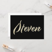 Steven Name white gold Handwriting Karte Kaart (Voorkant / Achterkant in situ)