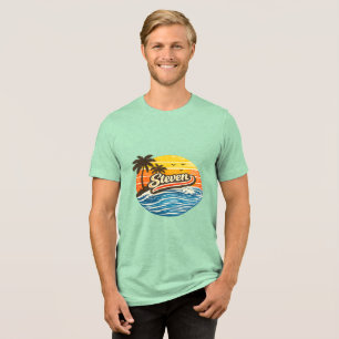 Steven Retro Sunset Naamontwerp Tri-Blend Shirt