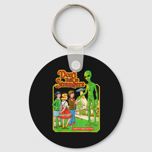 Steven Rhodes Don't Talk To Strangers Alien Retro  Sleutelhanger (Voorkant)
