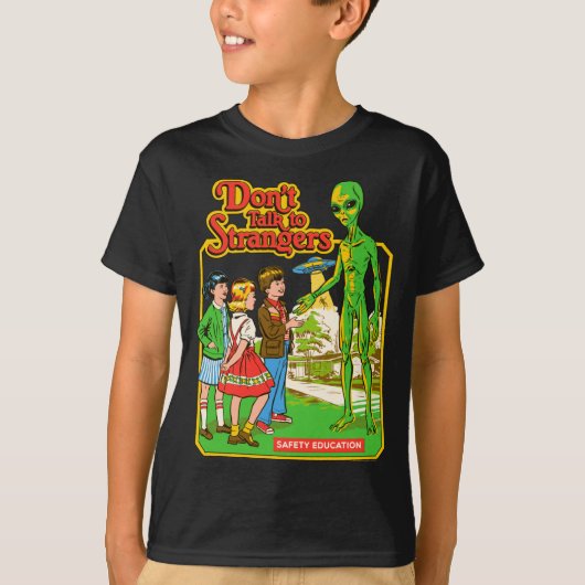 Steven Rhodes Don't Talk To Strangers Alien Retro T-shirt (Voorkant)