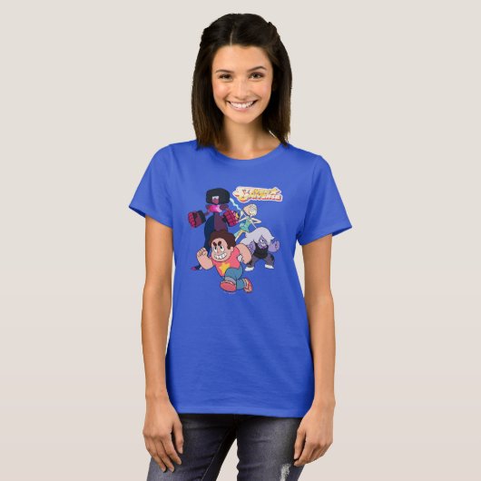 Steven Universe | Actie Crystal Gem Group T-shirt (Voorkant volledig)