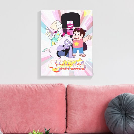 Steven Universe | Crystal Gem Group Huddle Canvas Afdruk (Insitu (Woonkamer))