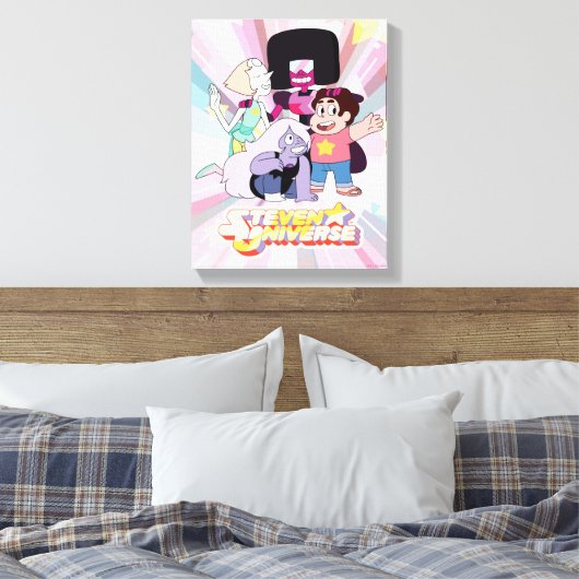 Steven Universe | Crystal Gem Group Huddle Canvas Afdruk (Insitu (Slaapkamer))
