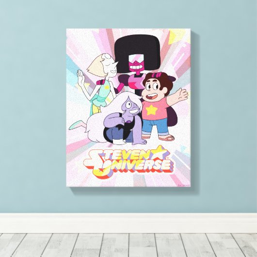 Steven Universe | Crystal Gem Group Huddle Canvas Afdruk (Insitu (Houten vloer))