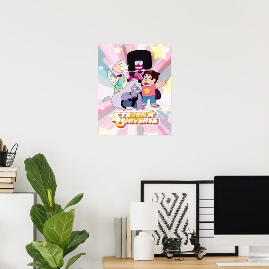 Steven Universe | Crystal Gem Group Huddle Poster (Thuiskantoor)