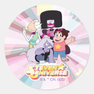 Steven Universe   Crystal Gem Group Huddle Ronde Sticker