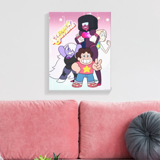 Steven Universe | Crystal Gem Group Pose Canvas Afdruk (Insitu (Woonkamer))