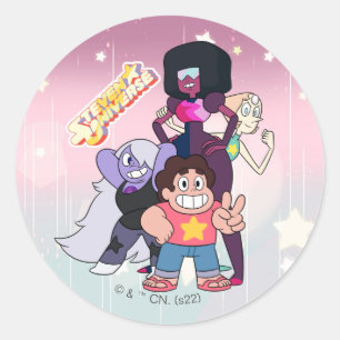 Steven Universe   Crystal Gem Group Pose Ronde Sticker