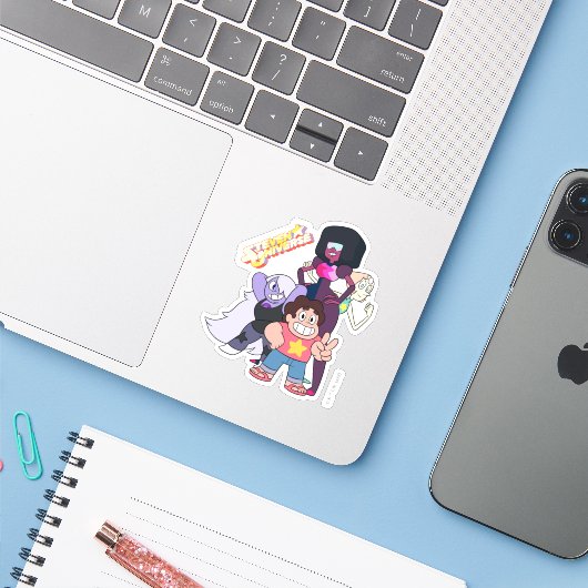 Steven Universe | Crystal Gem Group Pose Sticker (Laptop met iPhone)