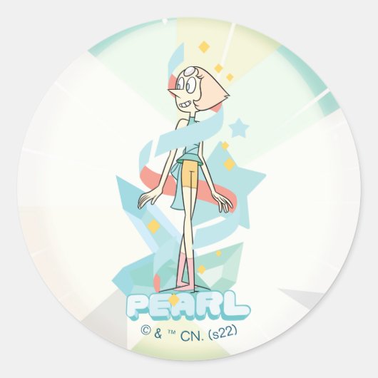 Steven Universe | Pearl Character Graphic Ronde Sticker (Voorkant)