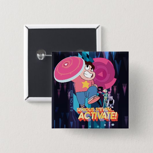 Steven Universe | Serieuze Steven... activeren! Vierkante Button 5,1 Cm (Voorkant /achterkant)