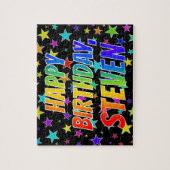 "STEVEN" voornaam, geun "HAPPY BIRTHDAY" Legpuzzel (Verticaal)