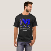 Stevens Johnson Syndrome SJS Peace Love Hope Blue T-shirt (Voorkant volledig)