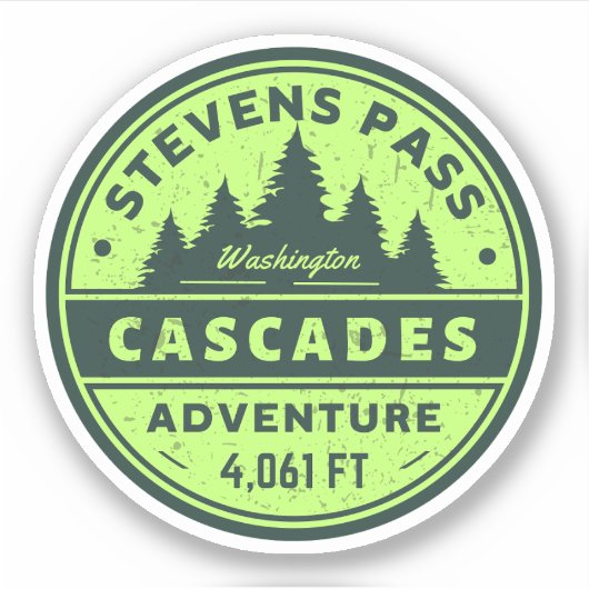 Stevens Pass, Cascade Range Washington Wandelpad Sticker (Voorkant)