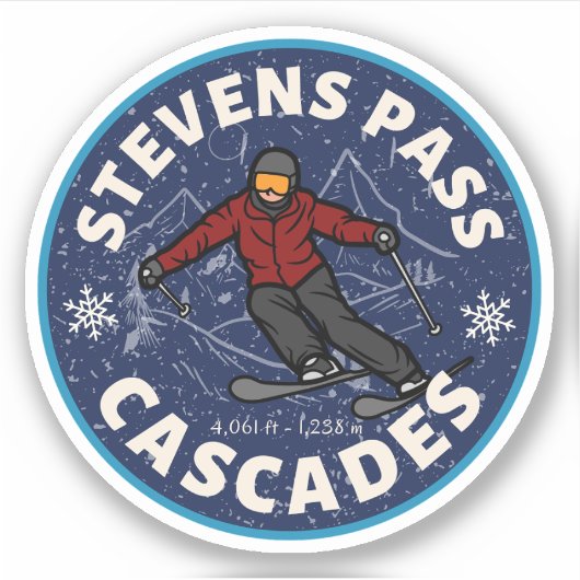 Stevens Pass, Cascades gebergte Washington skigebi Sticker (Voorkant)
