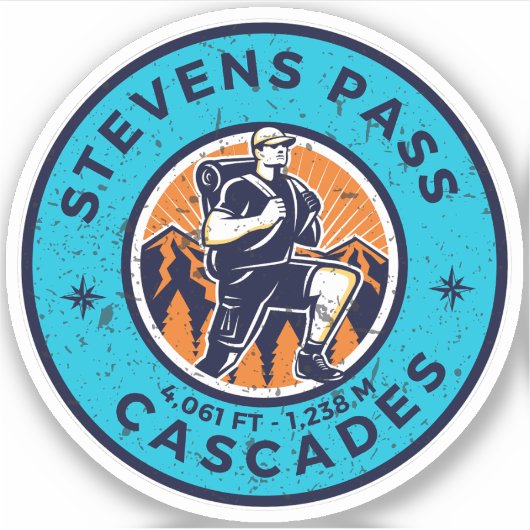 Stevens Pass, Cascades gebergte Washington wandelp Sticker (Voorkant)