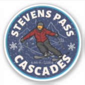 Stevens Pass, cascades range Washington ski-route Sticker (Voorkant)