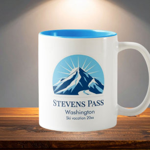 Stevens Pass Washington skivakantie souvenir Tweekleurige Koffiemok