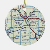 Stevens Point WI Map Keramisch Ornament (Voorkant)