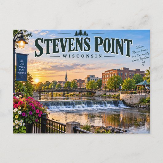 Stevens Point Wisconsin Briefkaart (Voorkant)