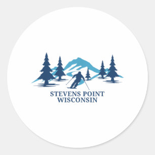 Stevens Point Wisconsin Ski Resort Skiën Skier _1 Ronde Sticker