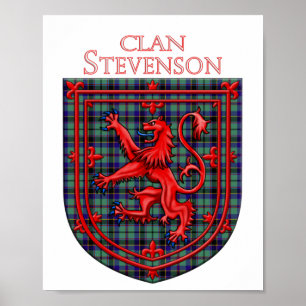 Stevenson Tartan Scottish Pset Lion Rampant Poster