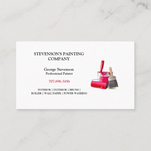 Stevenson's schilderende Co. Paint Brush Roller & Visitekaartje (Voorkant)