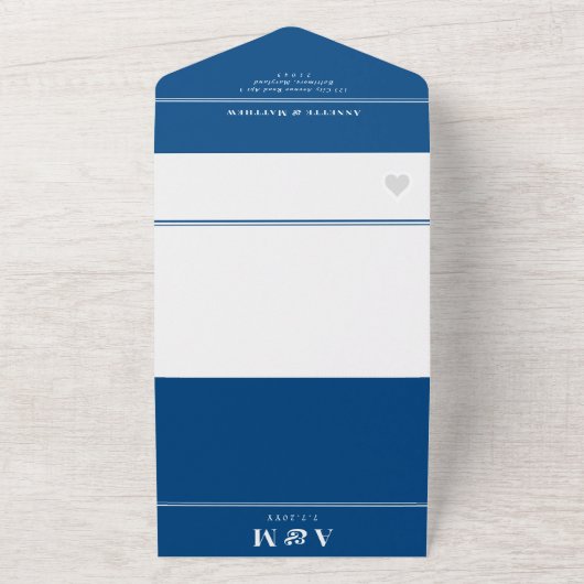 Stevensville MD Chesapeake Kaart Navy Blue Wedding (Buitenkant)