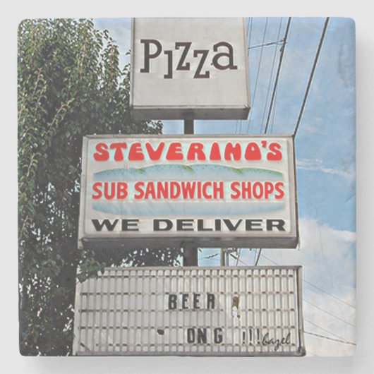 Steverino's, Athene, Georgia, Marble Stone Onderze Stenen Onderzetter (Voorkant)