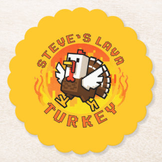 Steve's Lava Chicken Turkey Minecraft Thanksgiving Kartonnen Onderzetters