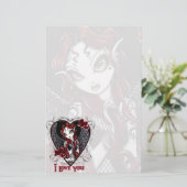 "Stevie" Gothic Valentijn Tattoo Angel Stationery Briefpapier (Staand voorkant)