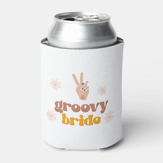 STEVIE Groovy Bride Retro 70's Hippie Thereach Blikjeskoeler (Blikje Voorkant)