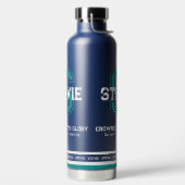 Stevie name: sportmonogram blauwgroen waterfles (Links)