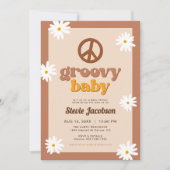 STEVIE Retro 70s Daisy Peace Groovy Baby shower Kaart (Voorkant)
