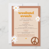 STEVIE Retro 70s Daisy Peace Out Bachelorette Invi Kaart (Achterkant)