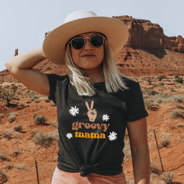 STEVIE Retro 70's Peace Daisy Groovy Mama T Shirt