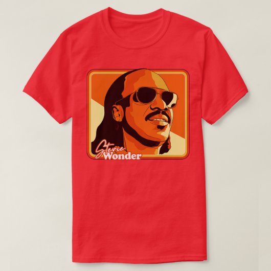 Stevie Wonder Retro 70s stijl ventilator illustrat T-shirt (Design voorkant)