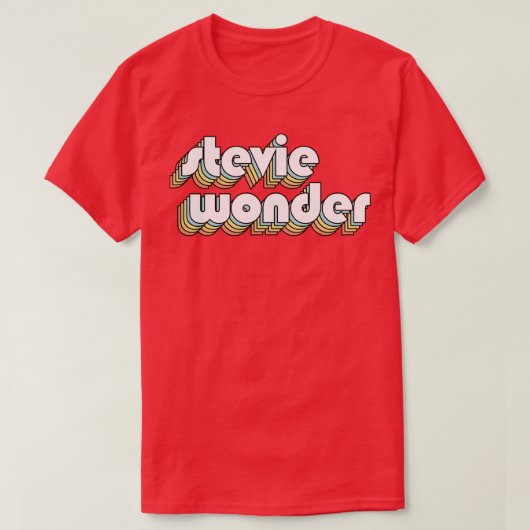 Stevie Wonder Retro Rainbow Typography Vervaagde s T-shirt (Design voorkant)