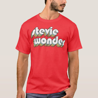 Stevie Wonder Retro Rainbow Typography Vervaagde s T-shirt