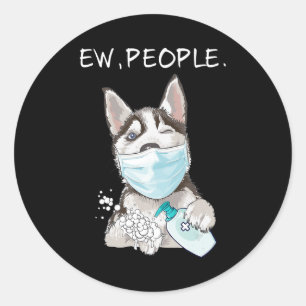 stevig   Funny Husky Sibir New People Hondenliefhe Ronde Sticker